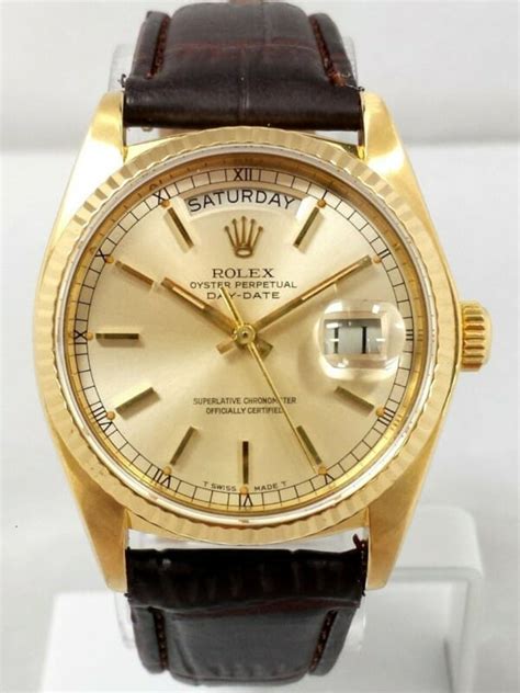 rolex gold brown leather strap|vintage rolex with leather strap.